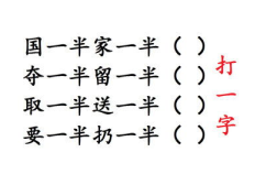 需要一半留一半打一个字,一半雨一半田